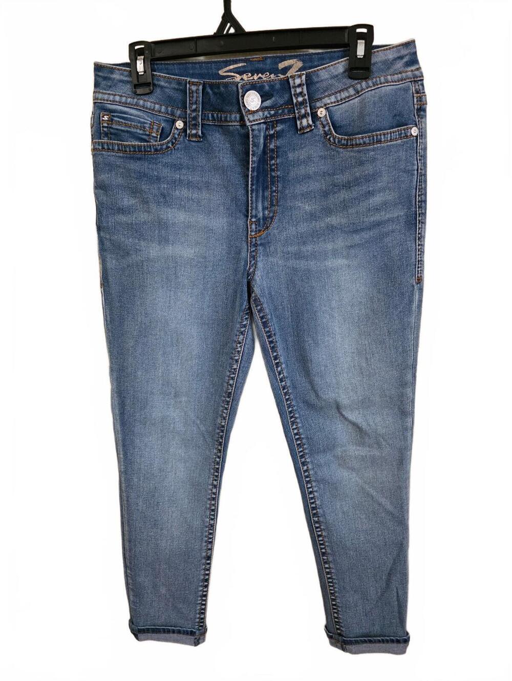 Seven7 Women's Starlite Cropped Light Skinny Blue Jean Size 10